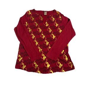 Vintage 90s Y2K BABY PHAT Red Shirt Long Sleeve Gold Logo Lightweight Trendy 1X